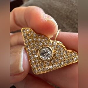 ✨ 18K Yellow Gold Natural Diamond Geometric Pendant Necklace – 1.37 CTW ✨